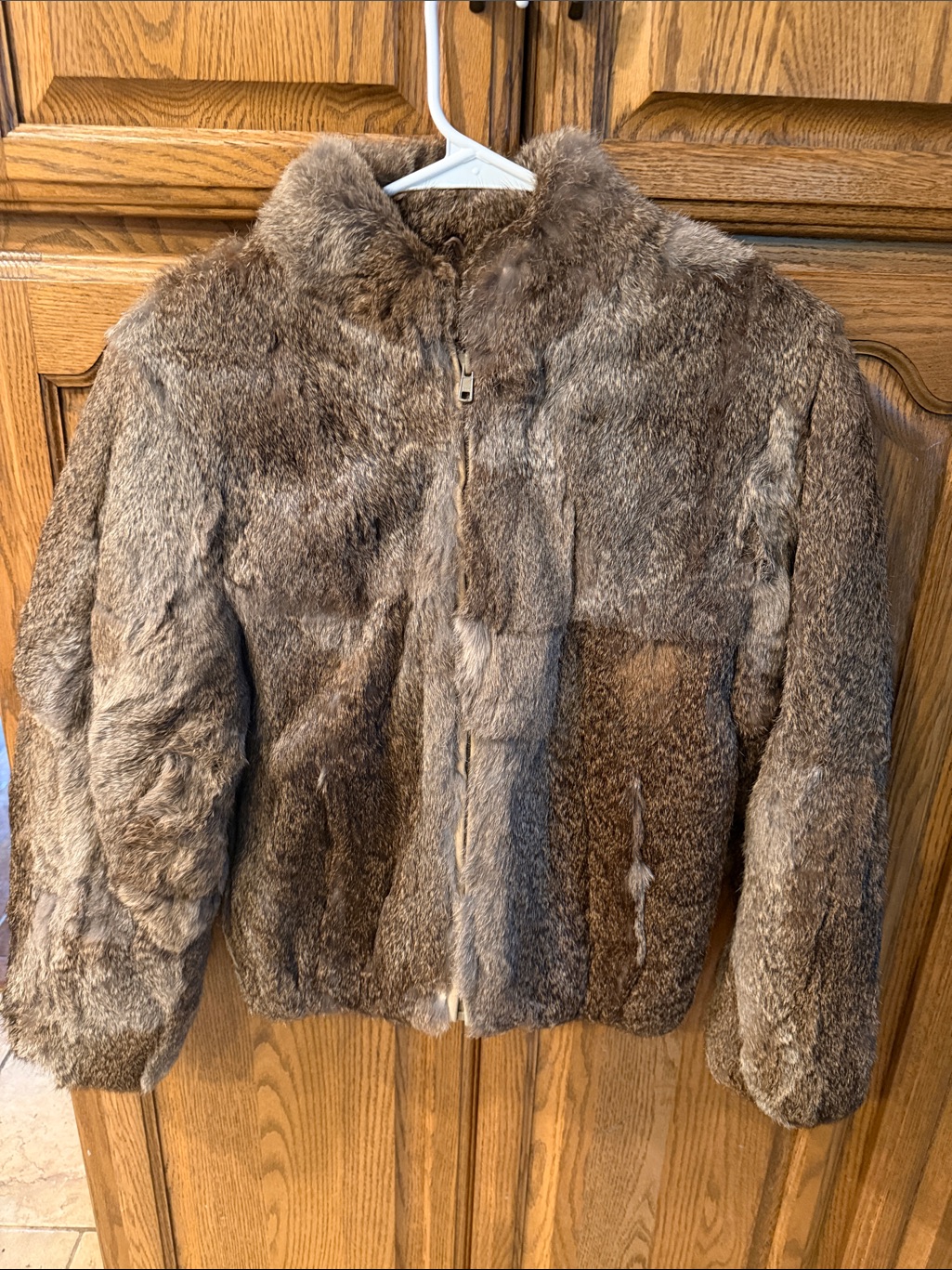 Vintage Kc Collection Girls Brown Fur Zip-Front Jacket Size 12 Large